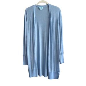 CeCe Midi Length Lightweight Open Cardigan Sweater Blue Size M